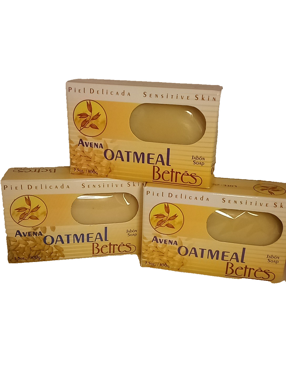 Avena Betres,Oatmeal Jabon Soap 3.50 oz Cleansing Bar ( 3 Pack )