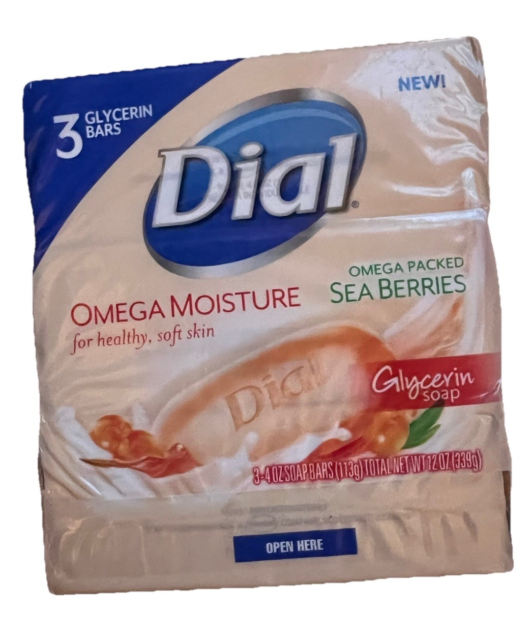 Dial Omega Moisture Glycerin Bar Soap, Sea Berries, 3 Count (Pack of 1)