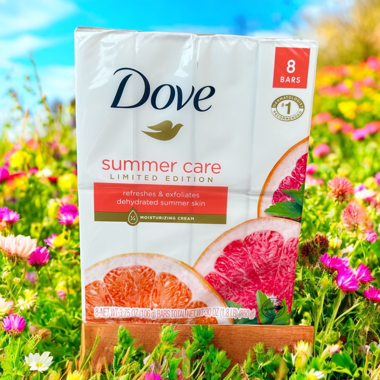 8 Bars DOVE SUMMER CARE Moisturizing Cream Bar Soap LIMITED EDITION 3.75oz