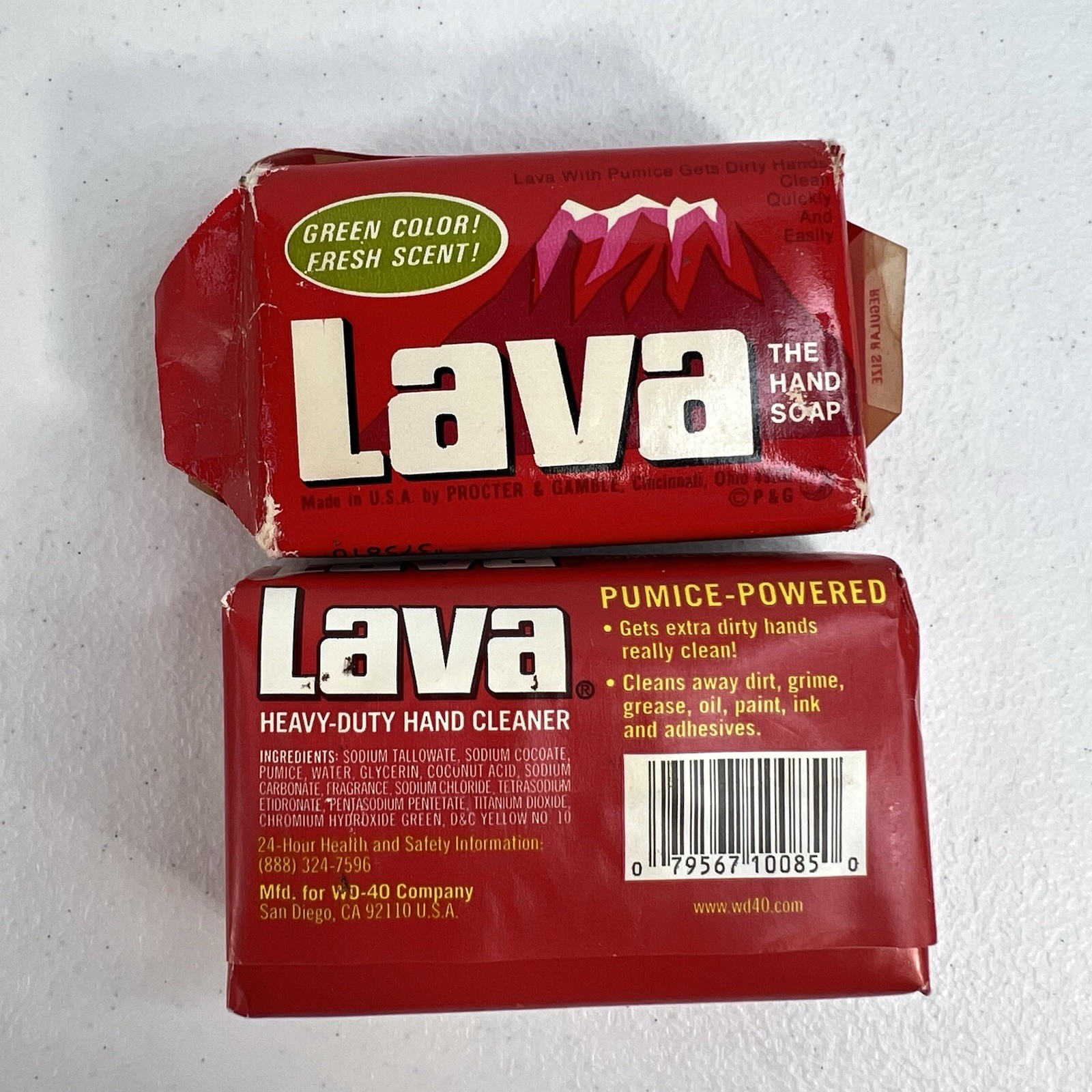 Lava Bar Soap Heavy Duty Hand Cleaner WD-40 Green Color Fresh Scent Lot Of 2