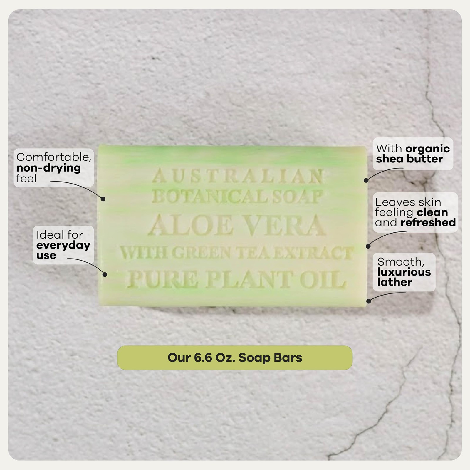 Australian Botanical Soap, 6.6 OZ, Aloe Ounce (Pack of 8), Green