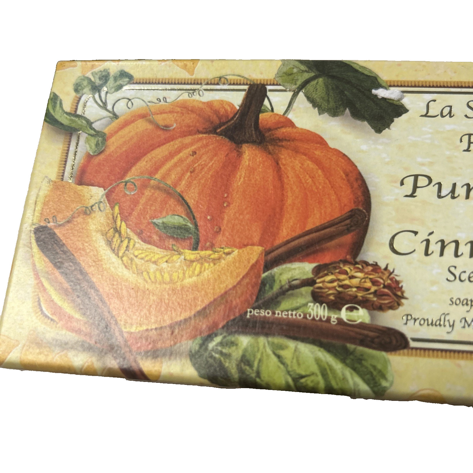 La Saponeria Firenze Pumpkin & Cinnamon Scented Soap 10.5oz Bar New Sealed