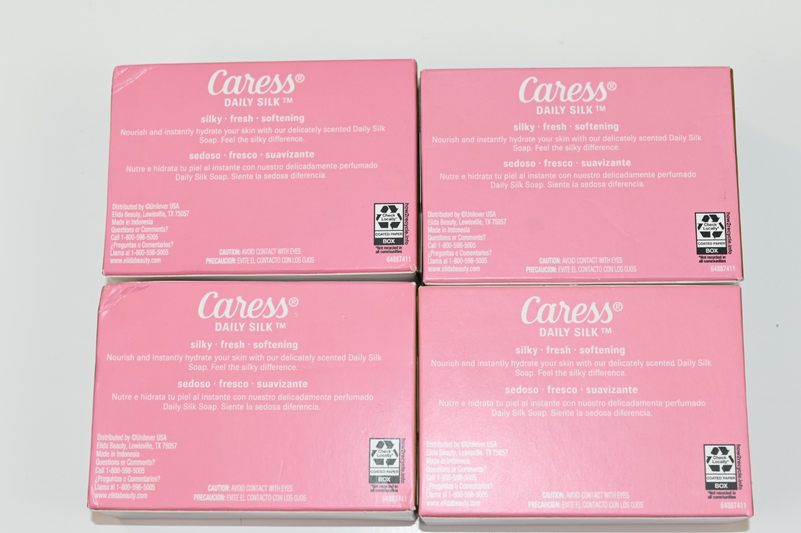 Lot of 4 Caress Daily Silk White Peach & Orange Blossom Beauty Soap Bars 3.15 oz