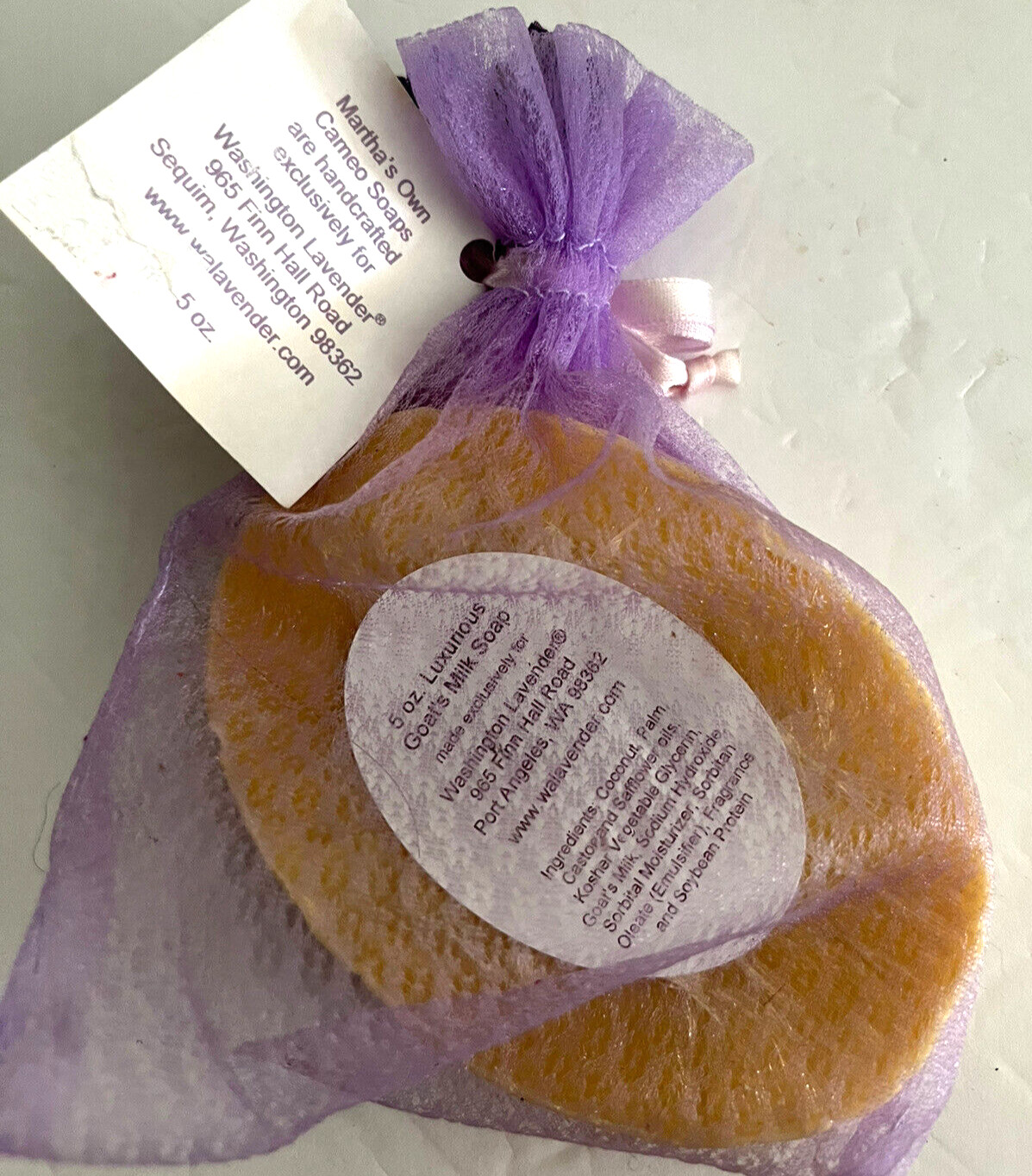 NEW Lilac Cameo Soap Oval Embossed 5 oz Made in USA Martha’s Own