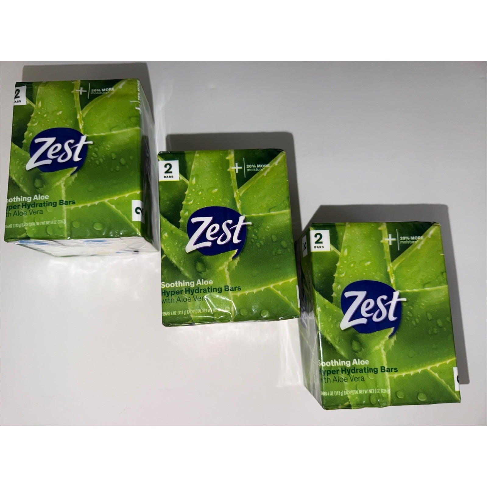 Zest Soothing Aloe Hyper Hydrating Bar Soap with Aloe Vera 4oz 6 Bars Total