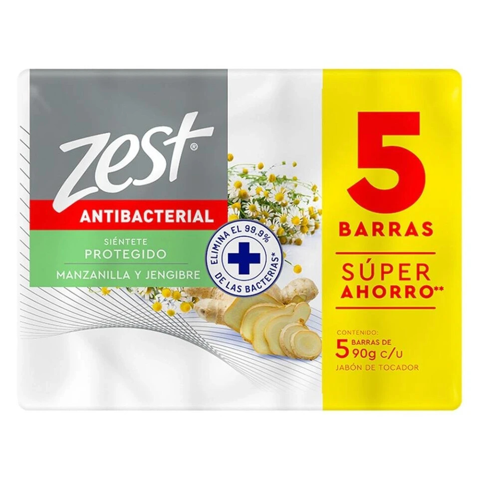 3 Packs ZEST MANZANILLA & JENGIBRE BAR SOAP 90 G PRODUCT OF MEXICO