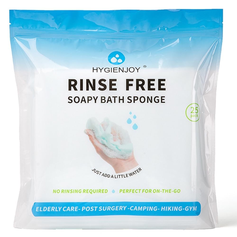-21% Larger,No Rinse Bathing Wipes for Adults-Rinse Free Bath Sponges,Soap