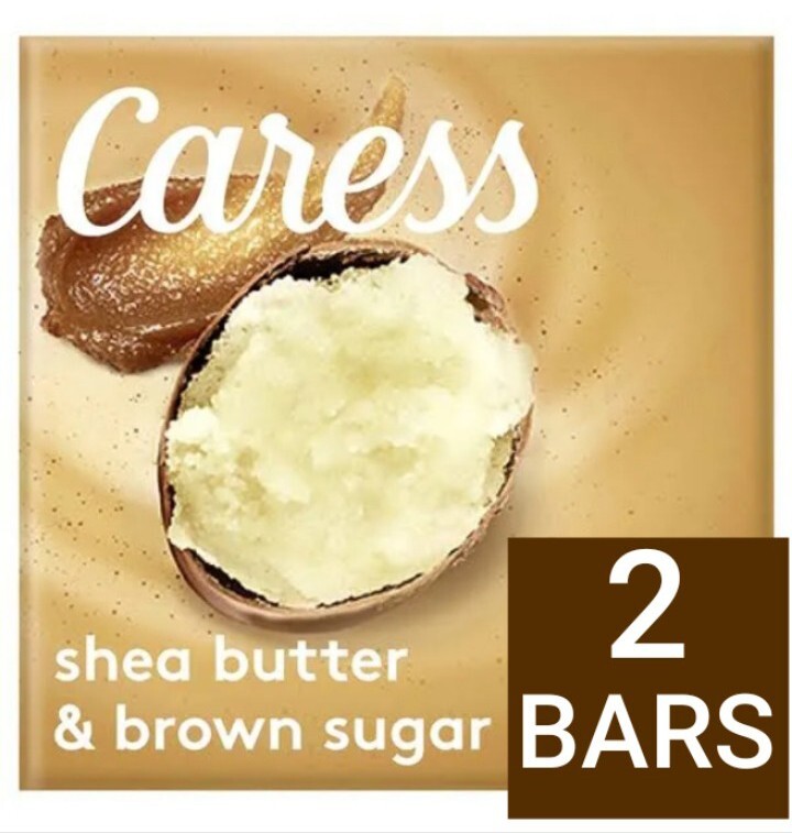 NEW! CARESS (2-BARS) 3.15 Oz. Bars ●SHEA BUTTER/BROWN SUGAR● Exfoliate +Nourish.