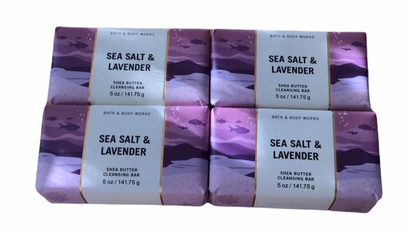 4 Sea Salt & Lavender Shea Butter Cleansing Bar 5 oz. Bath & Body Works New