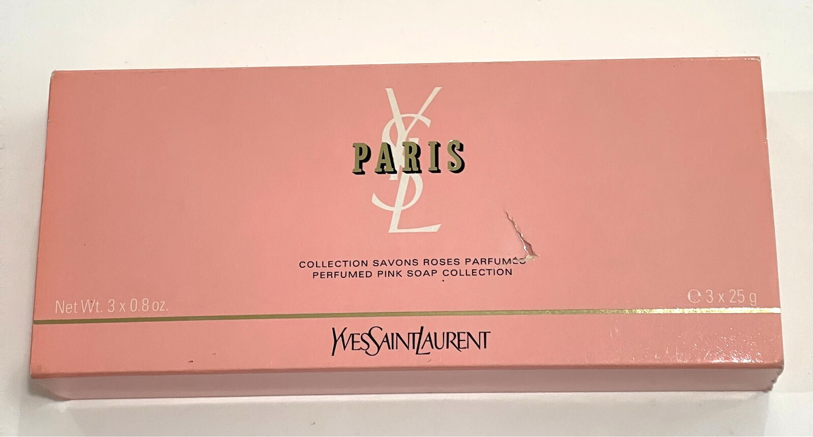 YSL Paris Perfumed Pink Soap Collection 3 x .8 fl oz / 3 x 25 g Bar Soap NIB