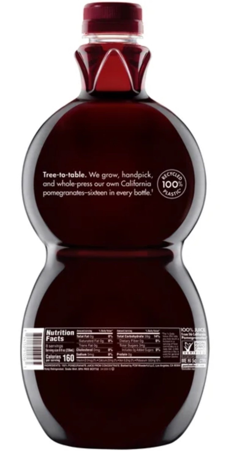 2 Bottles POM Wonderful Pomegranate Juice, 64 Fl Oz, 2 Large bottles
