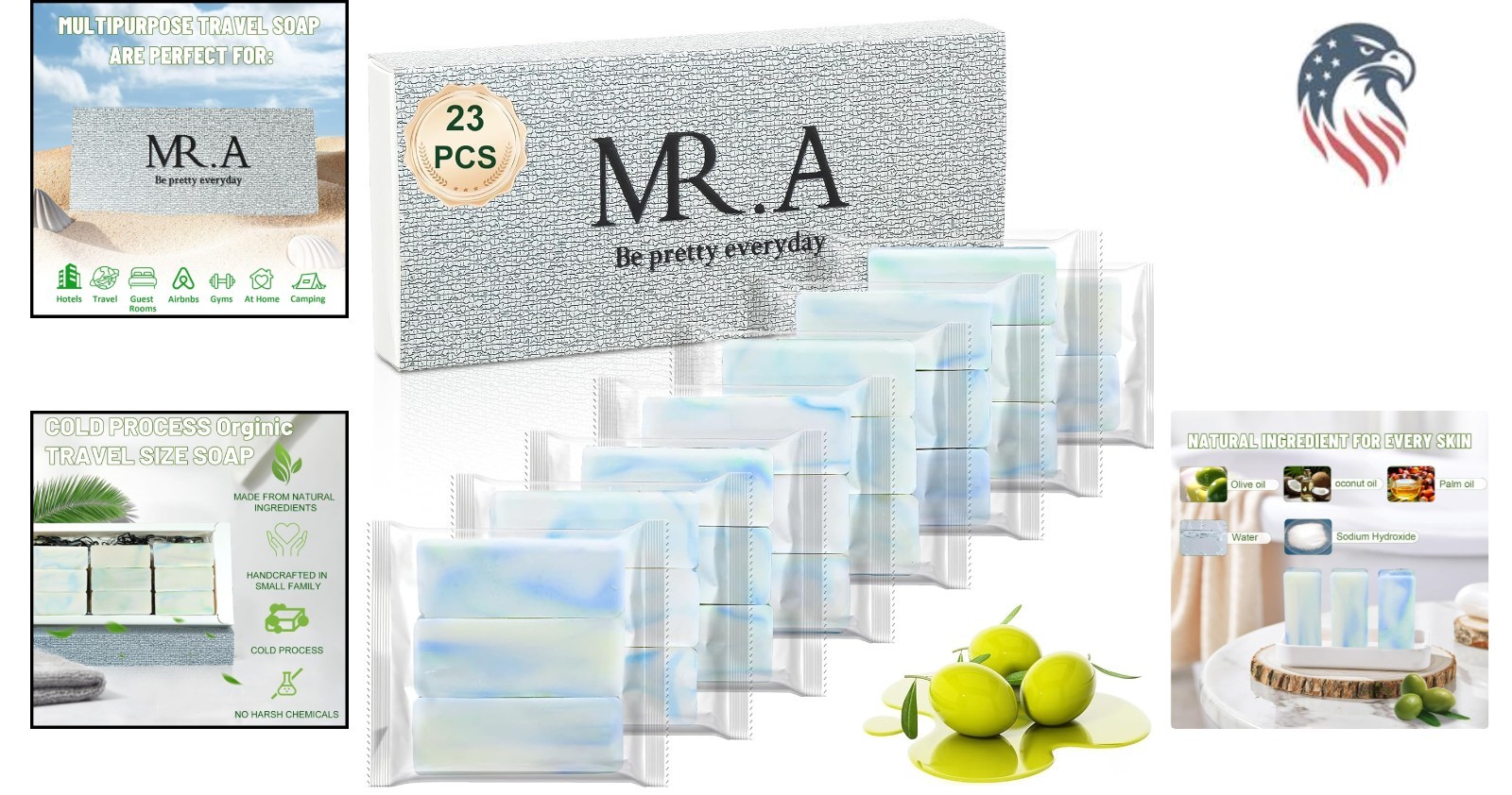 Mini Fresh Scent Travel Soap Bars Individually Wrapped | TSA Friendly &