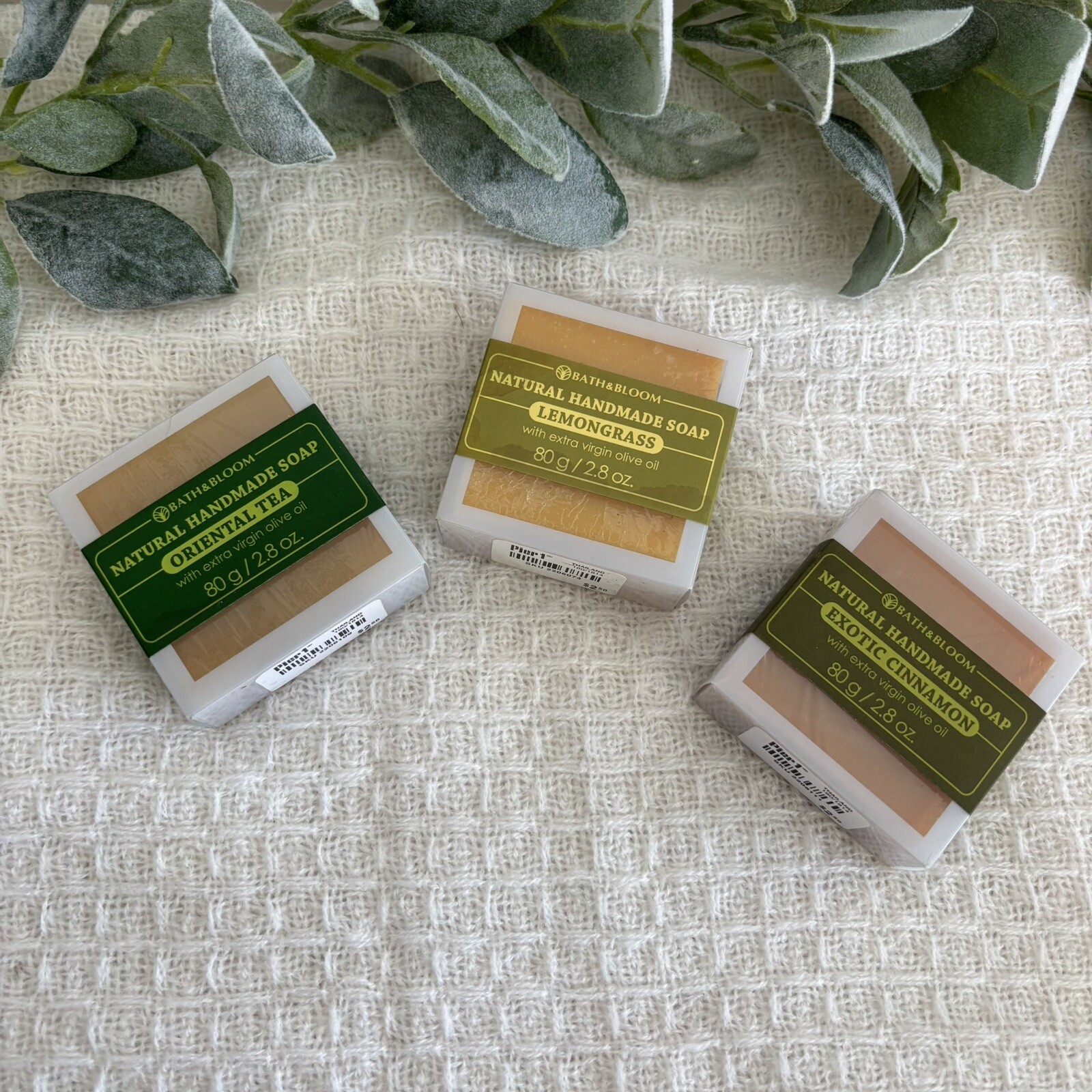 Bath & Bloom Natural Handmade Soap 3 Bars Oriental Tea Lemongrass Cinnamon