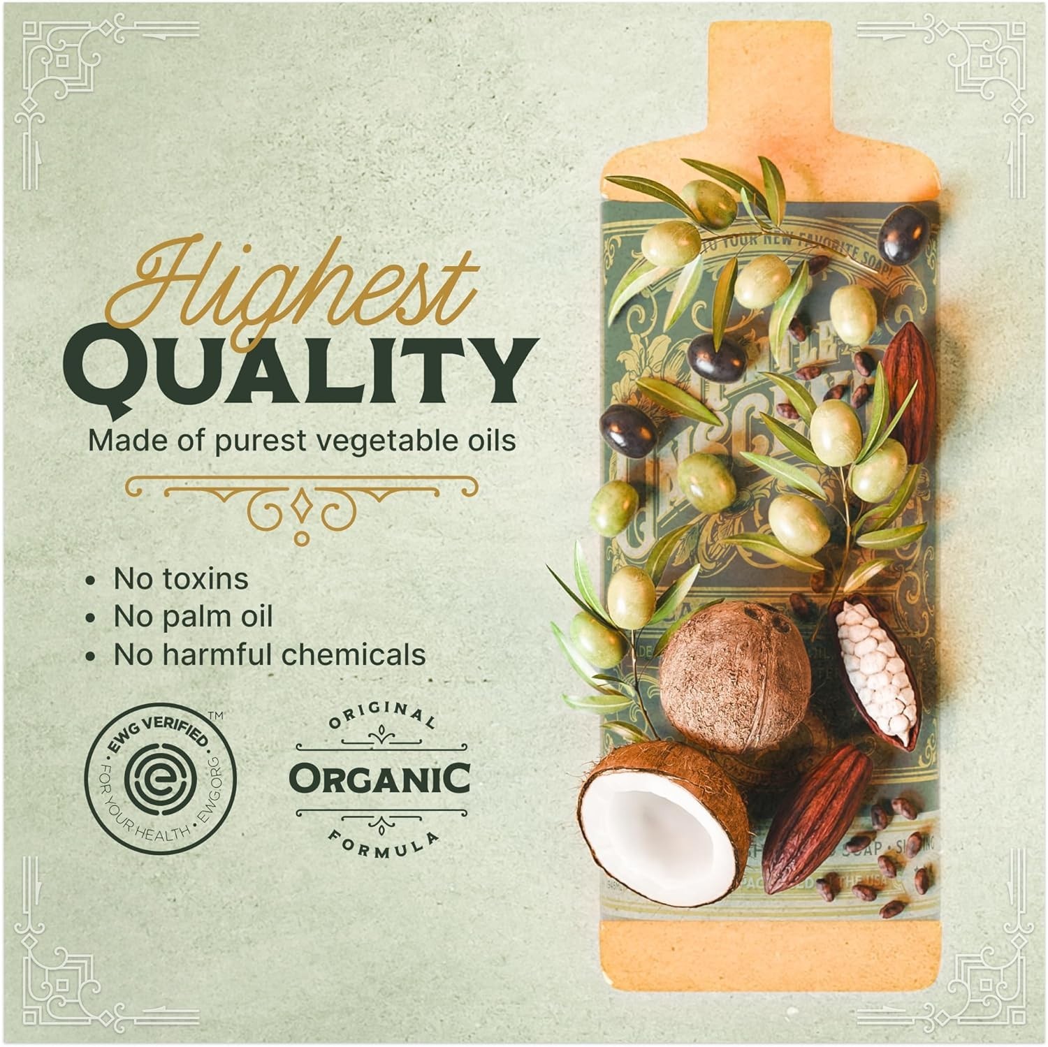 High Olive Oil Content Castile Soap – EWG Verified Unscented Body Wash, 128 Oz