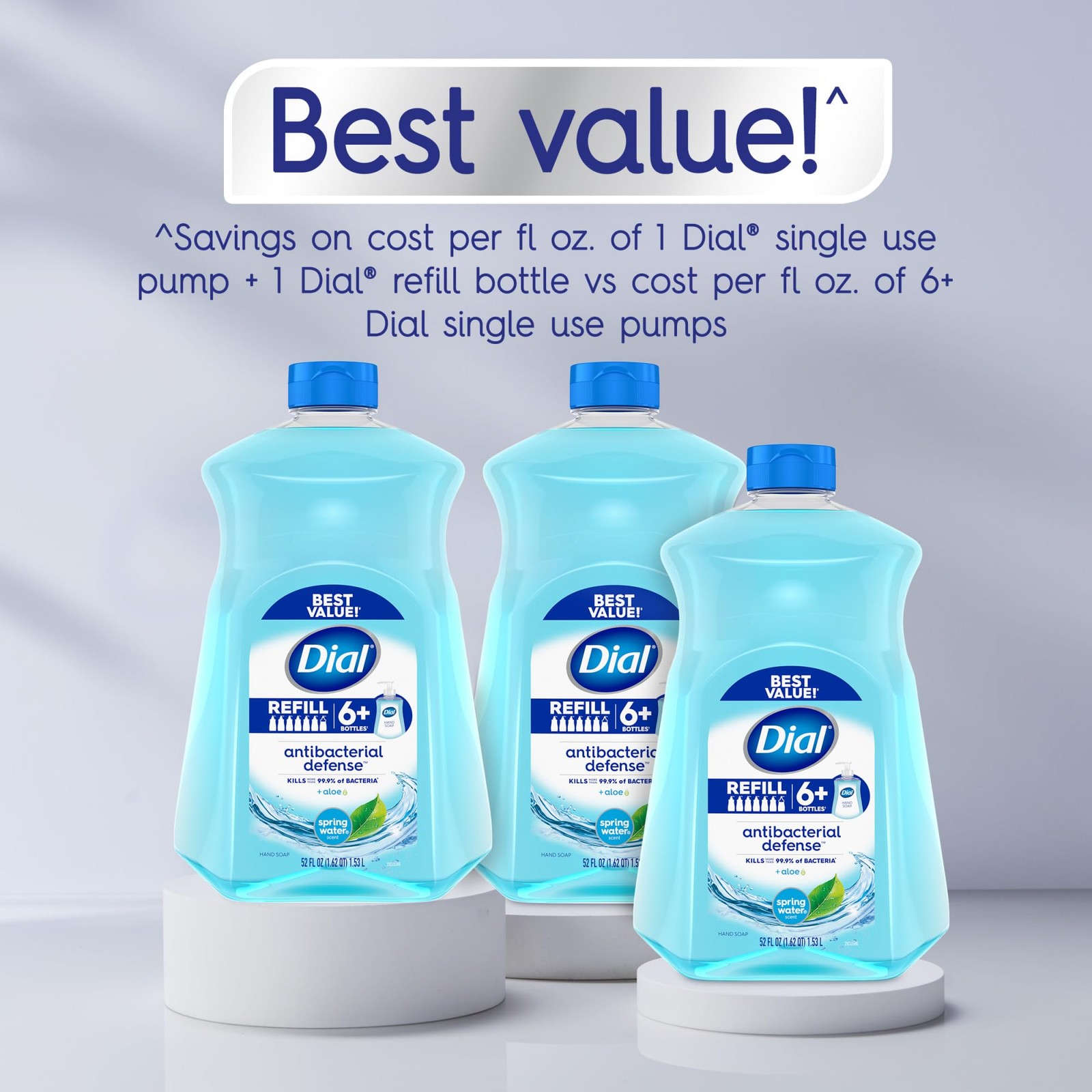Dial Antibacterial Defense Liquid Hand Soap + Aloe, 52 Fl Oz (Pack of 3)