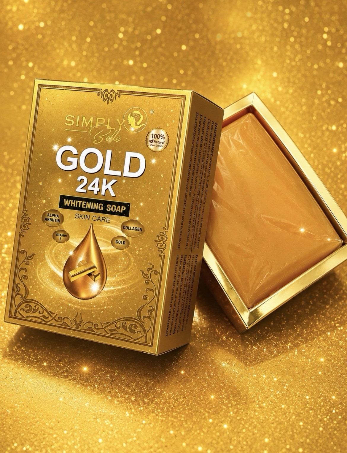 soap simply bella skin gold 24K whitening soap collagen vitamin E