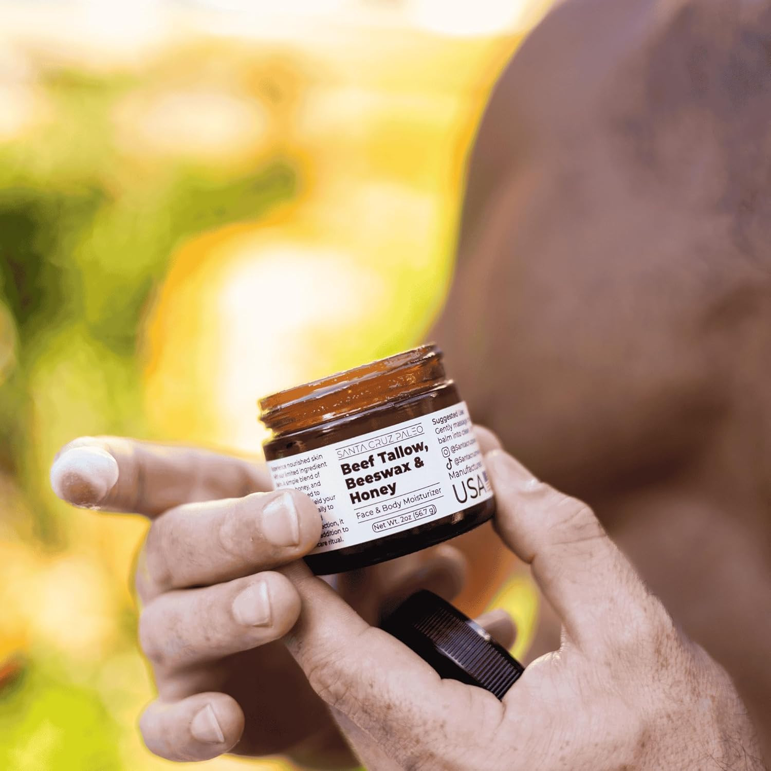, Beef Tallow, Beeswax & Honey Face Moisturizer, Organic, Unscented Grassfed Bee
