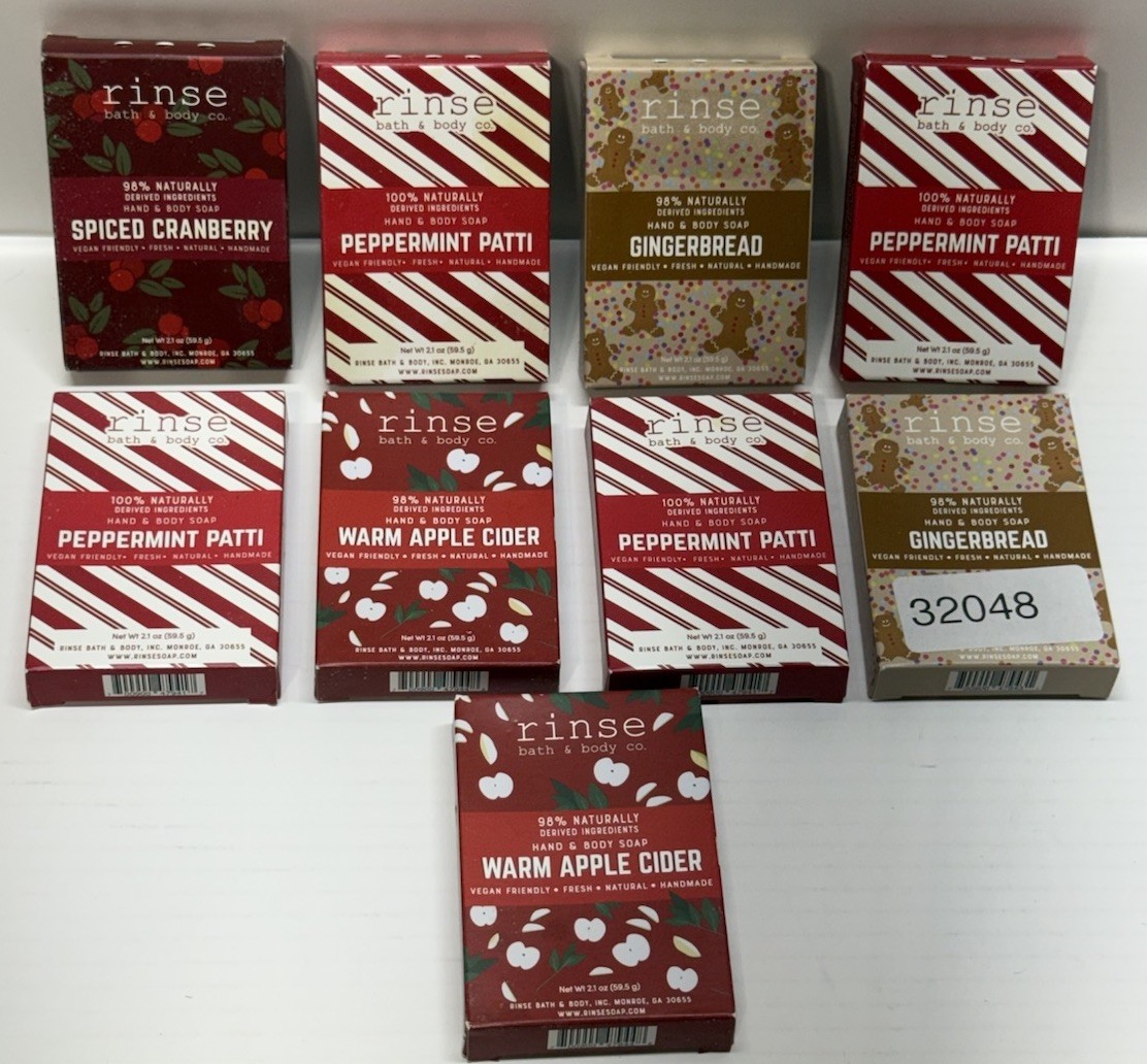 Rinse Bath & Body Co Holiday Soap Lot of 9 Peppermint Gingerbread Apple
