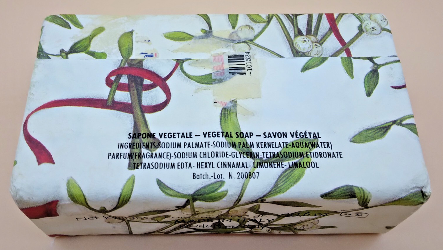 Savone Vegetale Ginger & Jasmine Soap Bar 10.6 oz Vegetal Soap Handmade in Italy