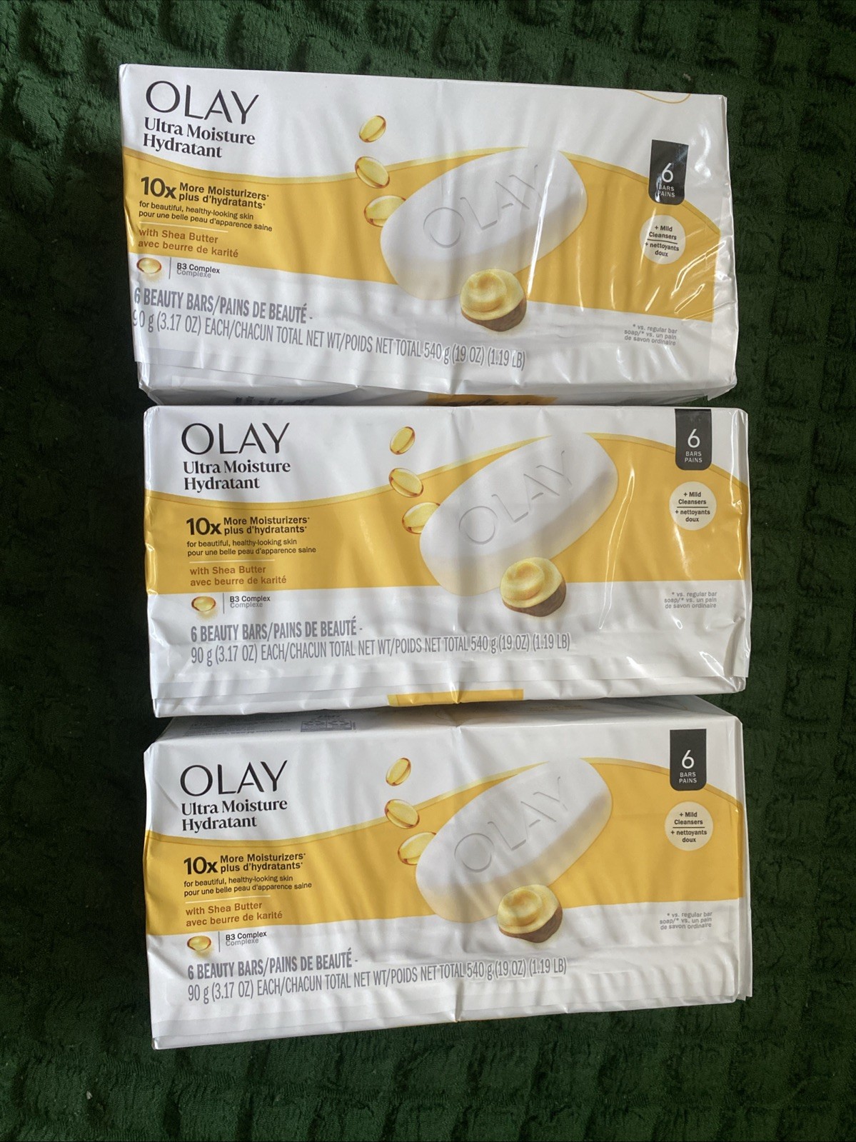 OLAY Ultra Moisture Hydrant Bar Soap 3- Pack with Shea Moisture,6 bars each