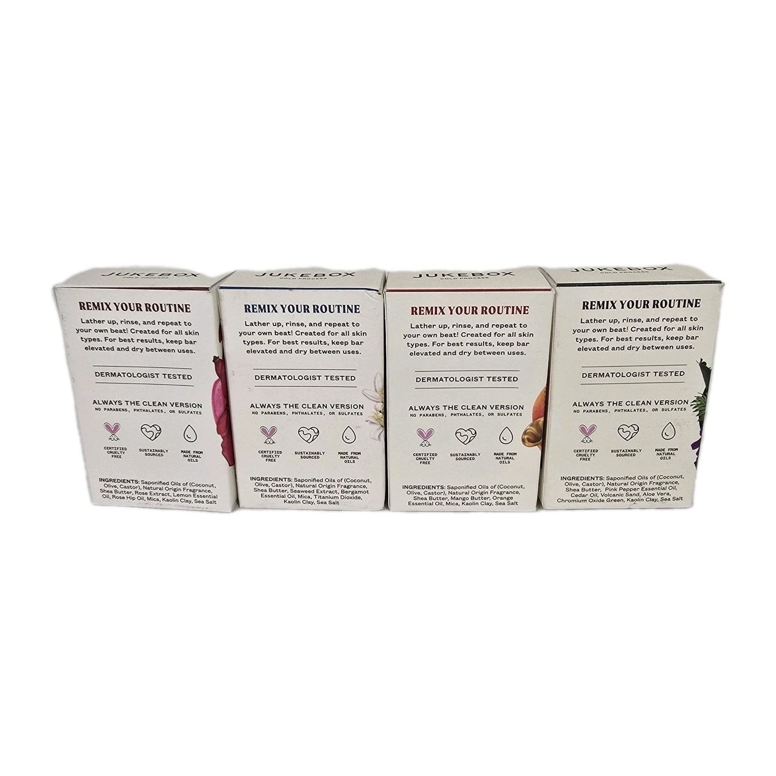 Jukebox Natural Body Soap Bar Soap 4.5oz – Lot Of 4: Rose, Sky Blue, Mango, Wild