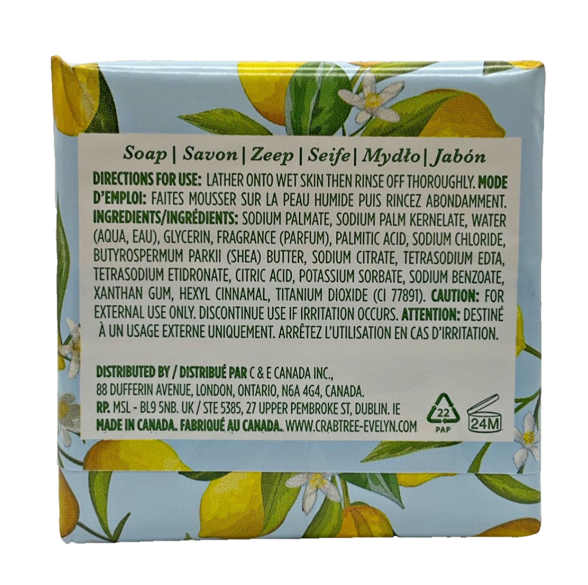 Crabtree & Evelyn Lemon Bar Soap Triple Milled 14oz (4×3.5oz) 4pc Set