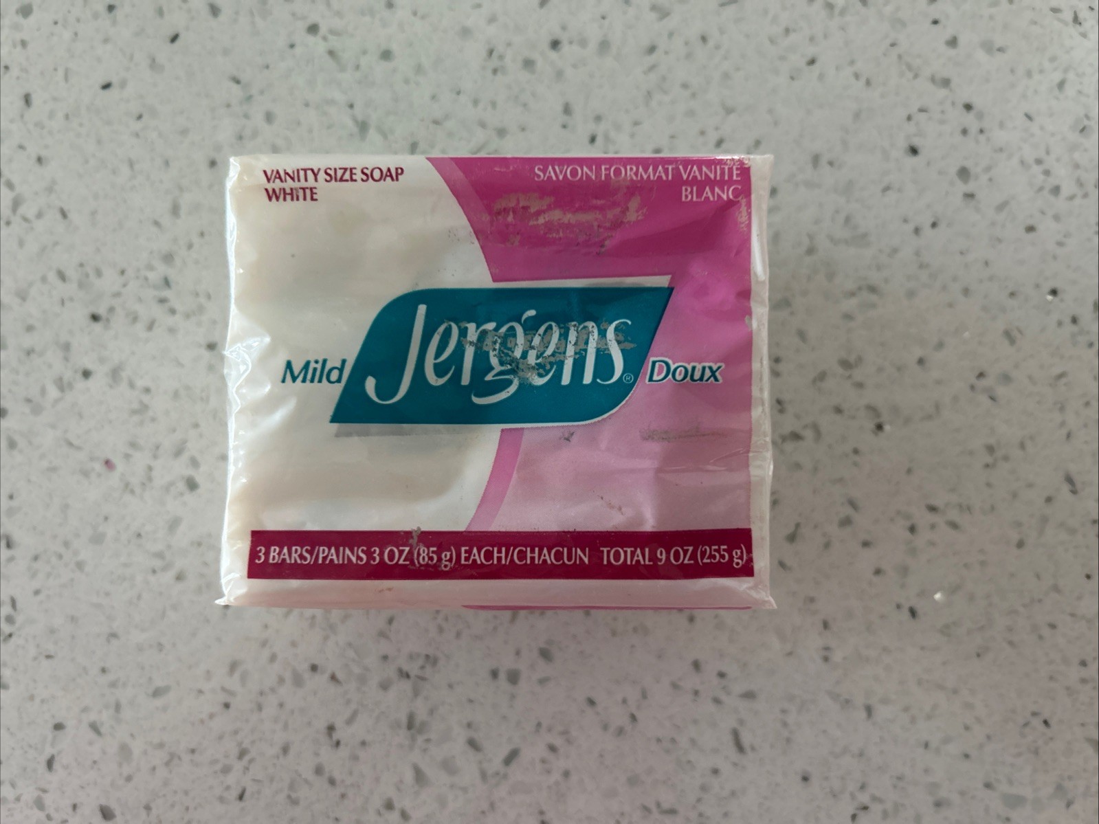 Jergens Mild Vanity Size Soap White, 3 Bars, 3 oz each