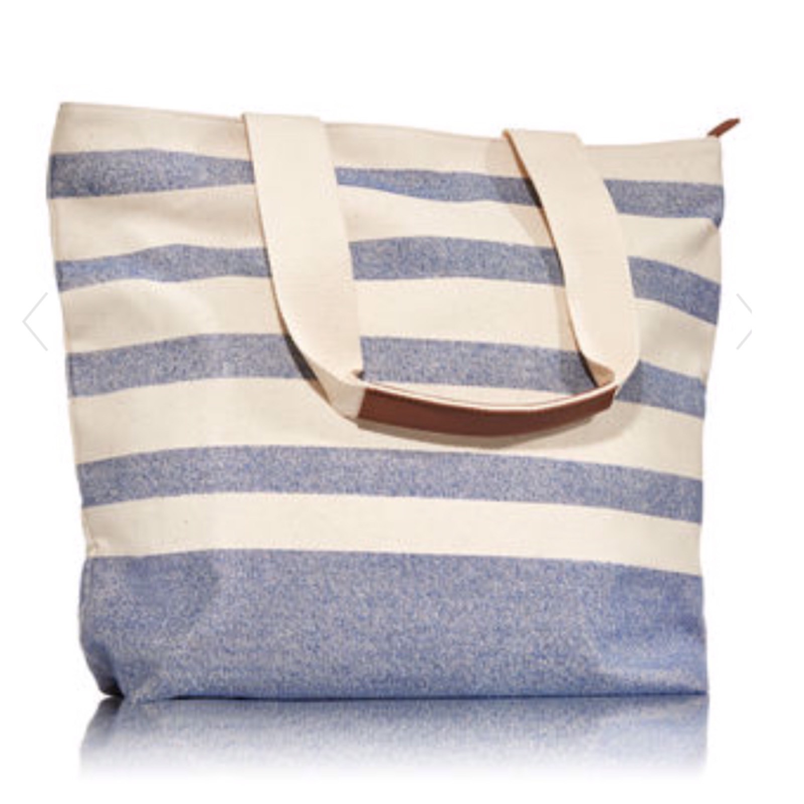 New Bath & Body Works Canvas Tote Bag Only Blue White Stripe Summer Tote