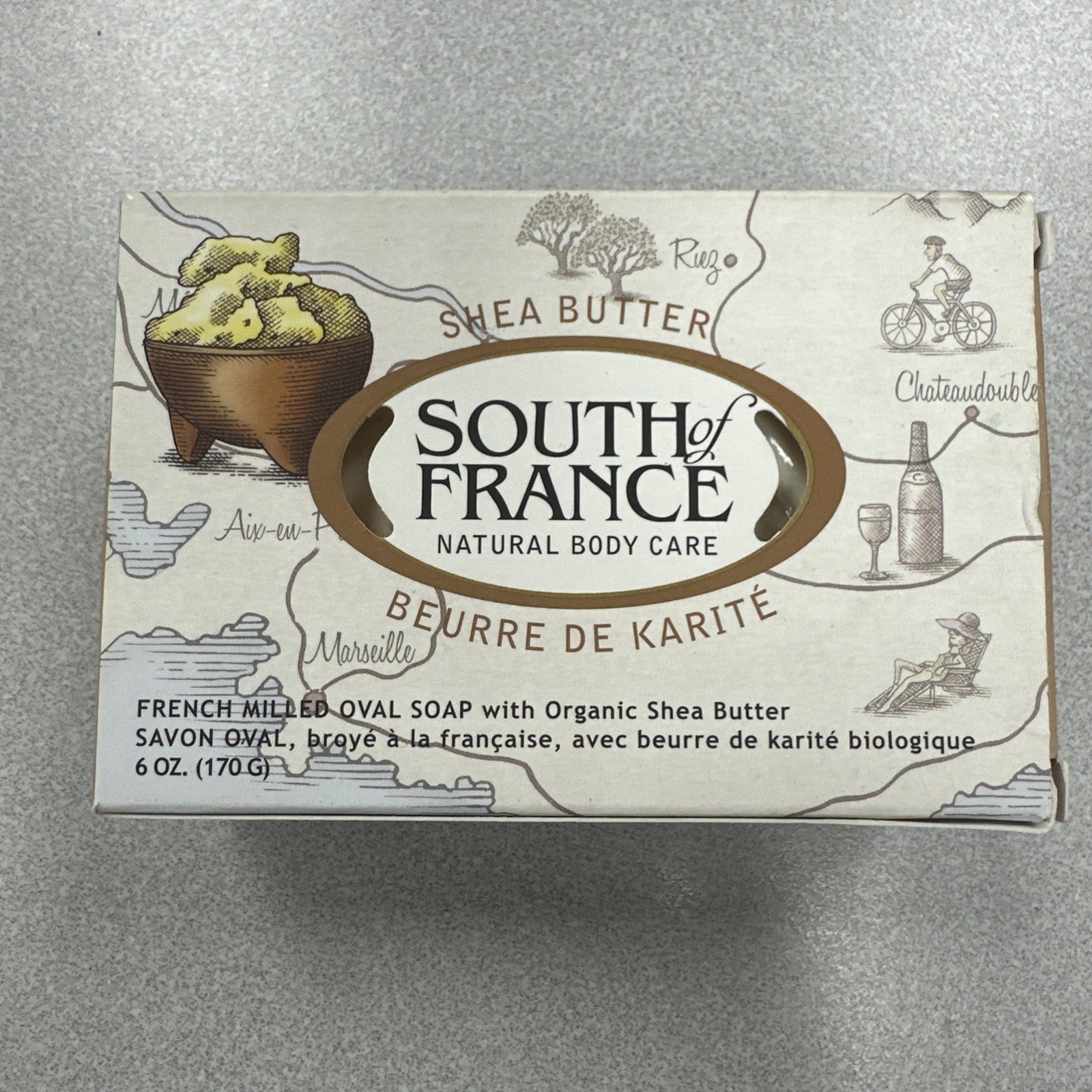 South Of France French Milled Oval Bar Soap Shea Butter 6 oz Natural Body Care