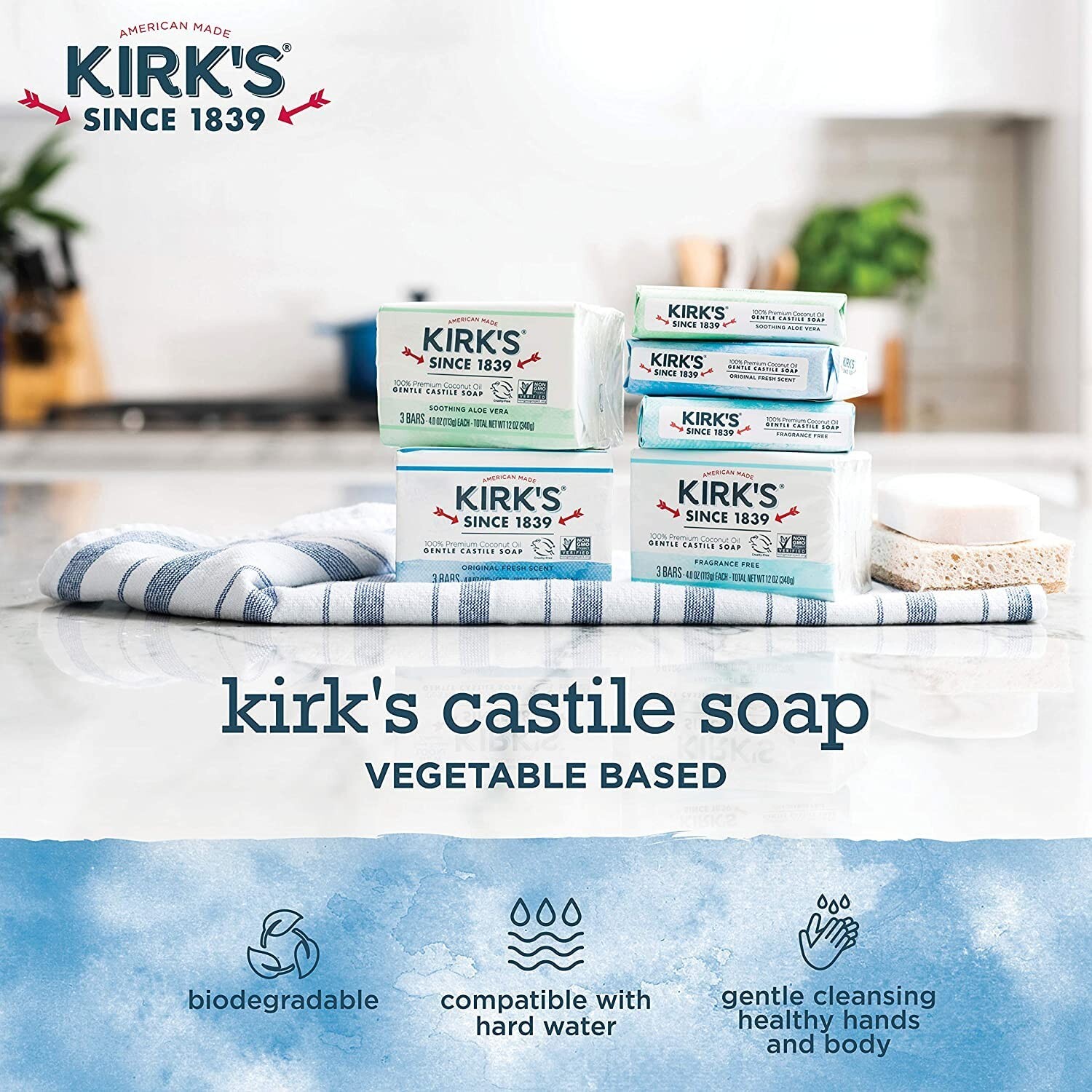 America-Made Coconut Oil Castile Bar Soap – Family-Safe Skincare Essential