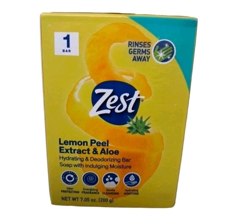 🆕️ ZEST 7.05 Oz BAR ●LEMON PEEL EXTRACT & ALOE● Hydrating & Deodorizing Soap🫧.