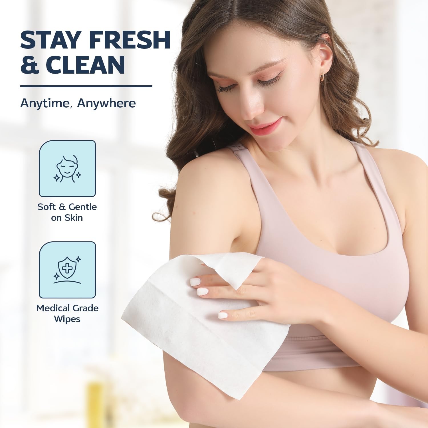 60 XL Shower Wipes – Body Wipes for Adults Bathing No Rinse – 6 Packs of 10