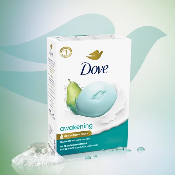 Dove Beauty Bar Soap for Women Awakening Pear & Aloe All Skin, 3.75 oz 8 Bars