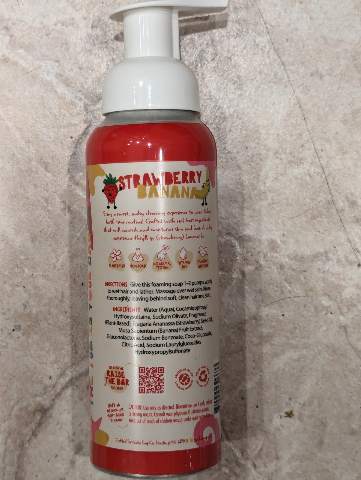 Pacha Soap Co. Strawberry Banana 2 in 1 Shampoo Body Wash 12 Oz