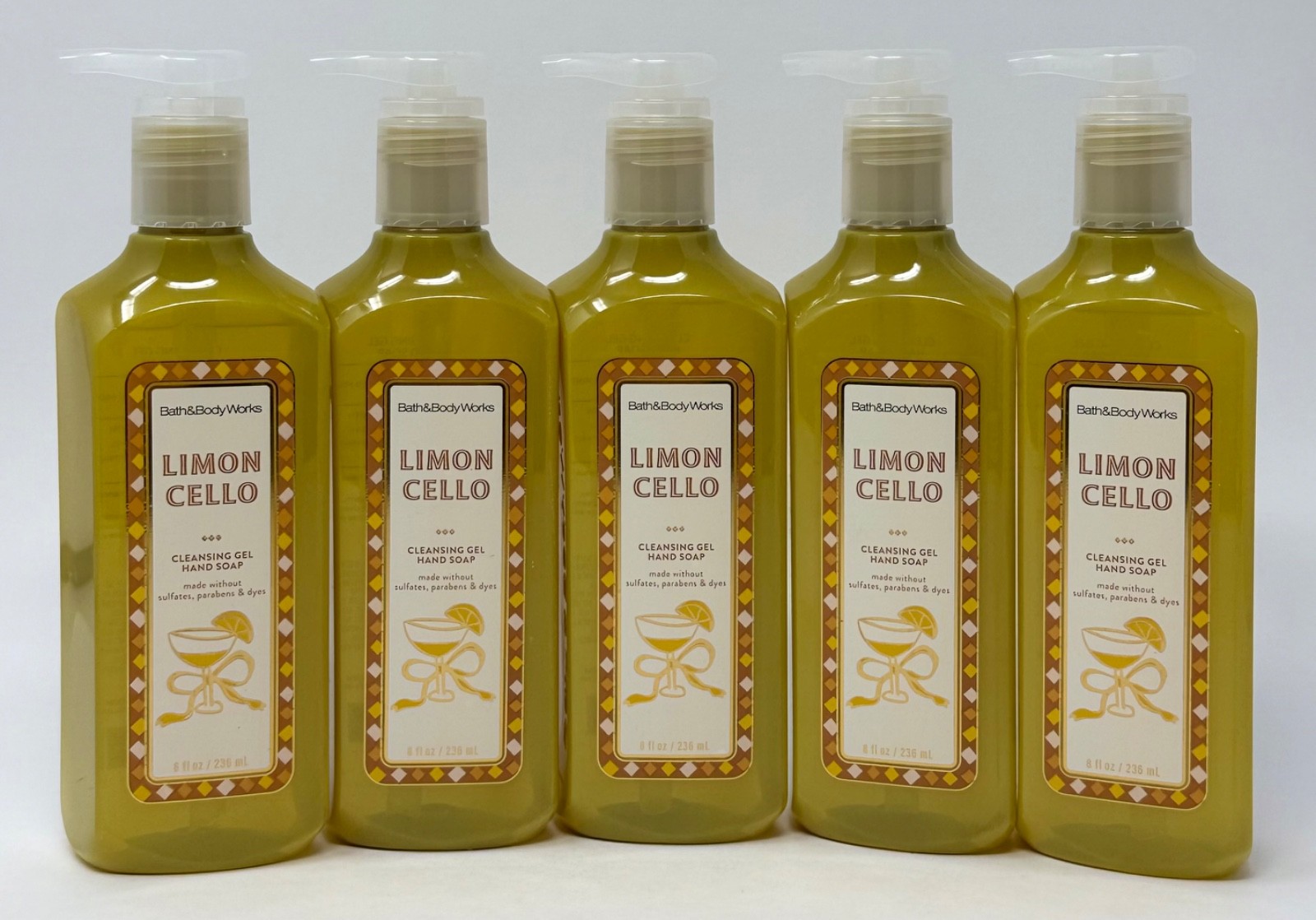 5 NEW BATH & BODY WORKS LIMONCELLO CLEANSING GEL HAND SOAP WASH PUMP 8 OZ LEMON