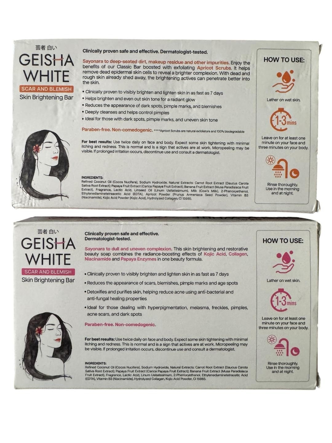 Geisha White Bundle: Intense & Classic – Scar & Blemish Bar Soap – 65g