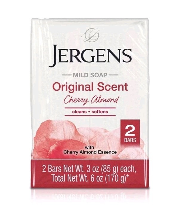 NEW! JERGENS (4-BARS) 3 Oz. (85 g) 🍒🫧 ●CHERRY ALMOND● Original Mild Soap🫧.