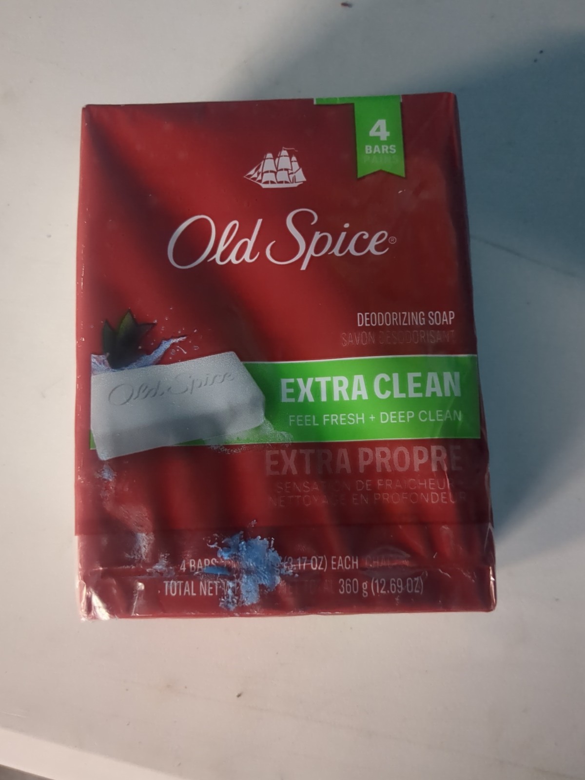 Old Spice Deodorizing Bar Soap Extra Clean Fresh & Deep Clean 3.17 oz. 4 Bars