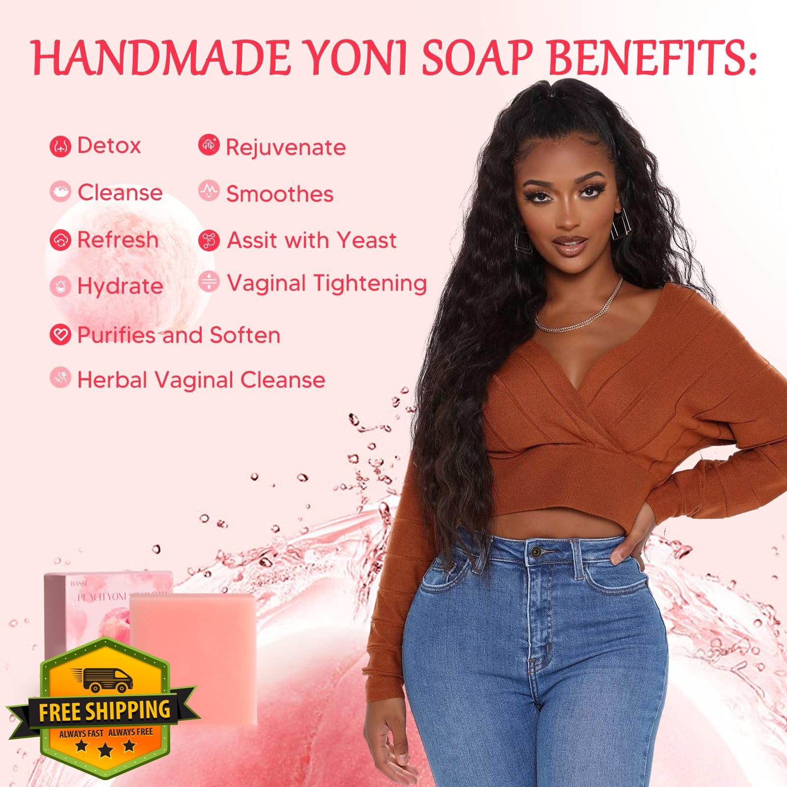 BASSI Peach Yoni Soap Bars 2PCS