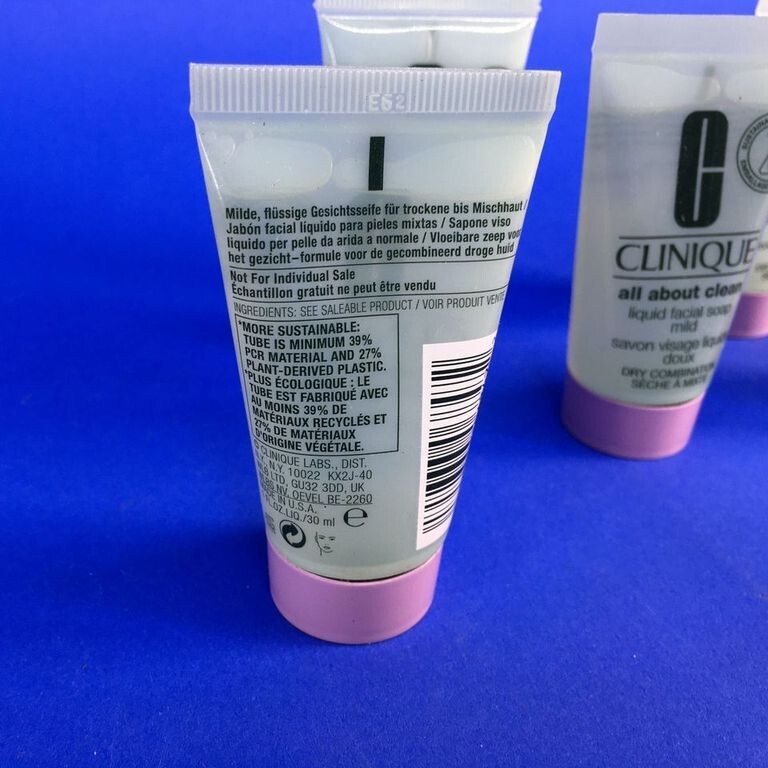Clinique All About Clean Liquid Facial Soap Mild Dry Combination 1 oz (Lot of 5)
