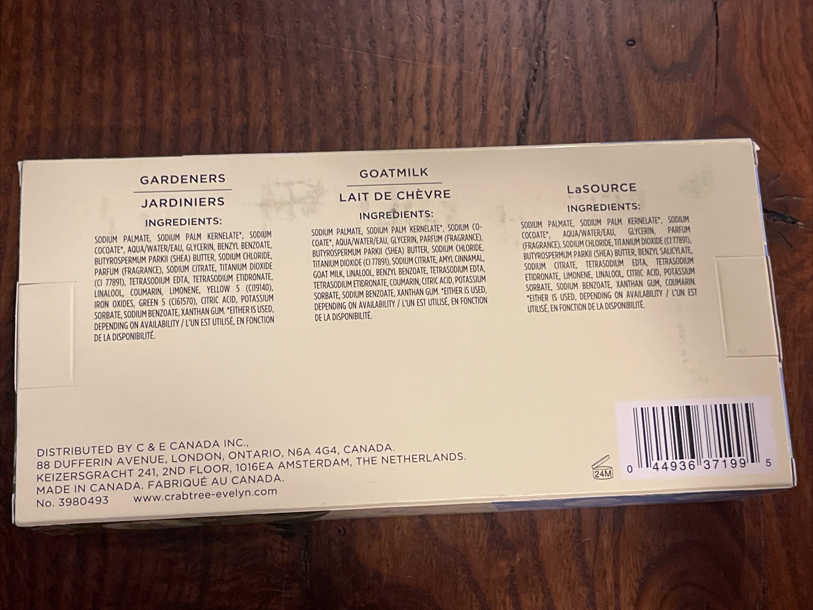 Crabtree & Evelyn Gardener LaSource Goatmilk Essentials Bar Soap Trio Gift Box