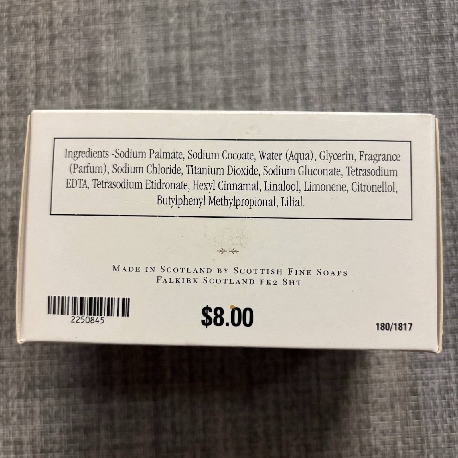 RARE New Scottish Fine Soap Fresh Cotton Scent Bar Soap 10.5oz Triple Milled