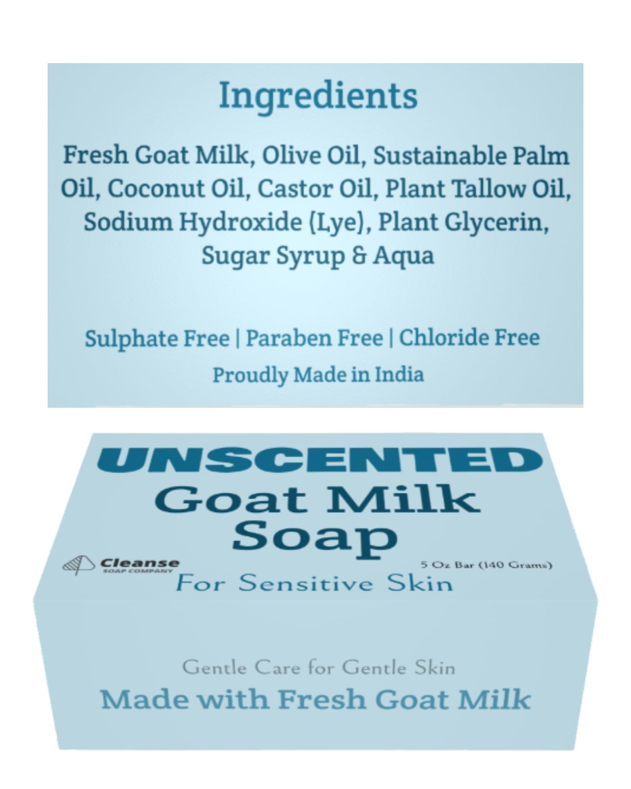 Goat Milk Soap Bar 5 Oz Unscented for Eczema & Sensitive Skin Care