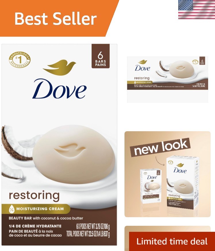 Dove Beauty Bar Coconut & Cocoa Butter, 6 Count – Nourishing Moisture for All