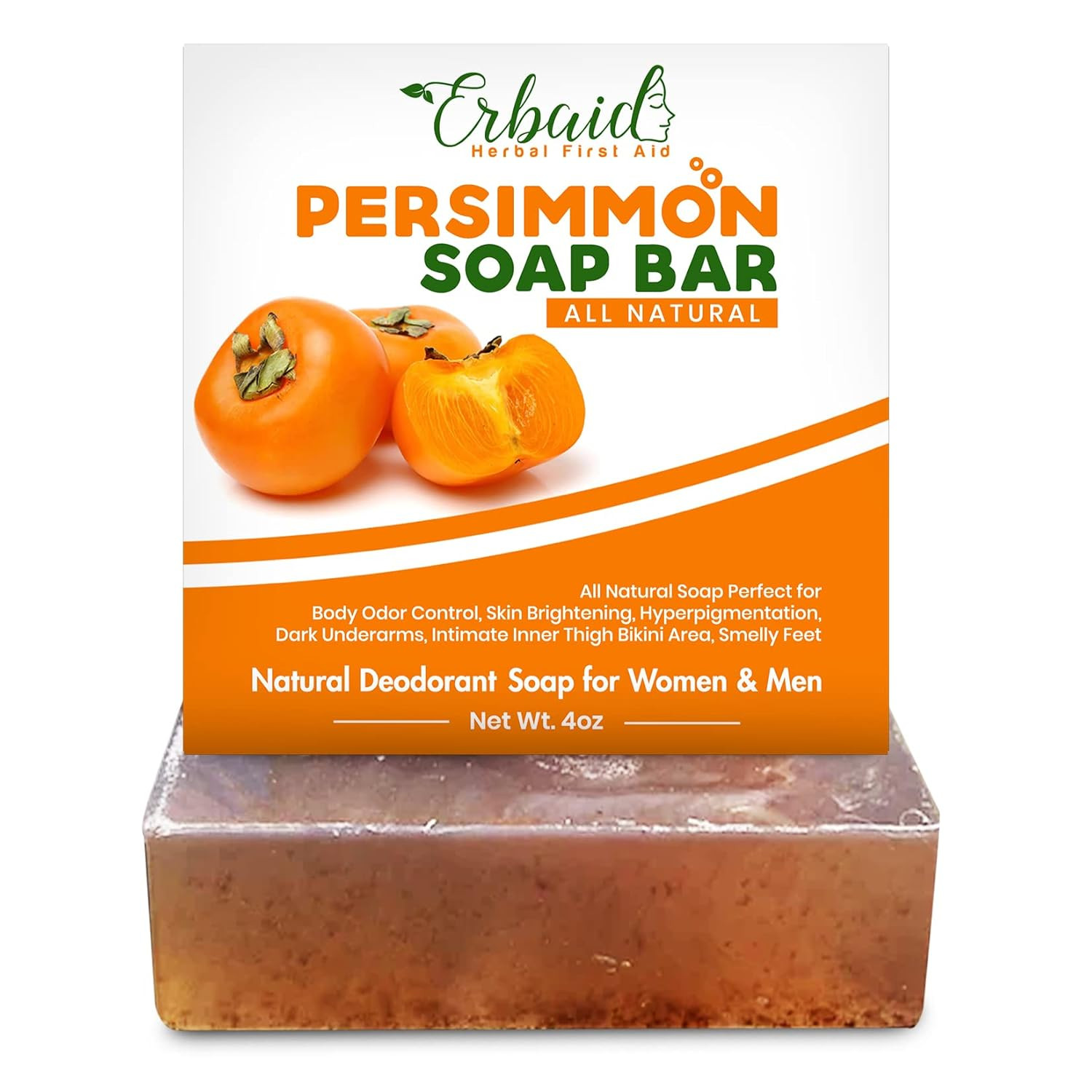 Persimmon Soap Bar Body Odor Control Deodorant Soap for Men & Women