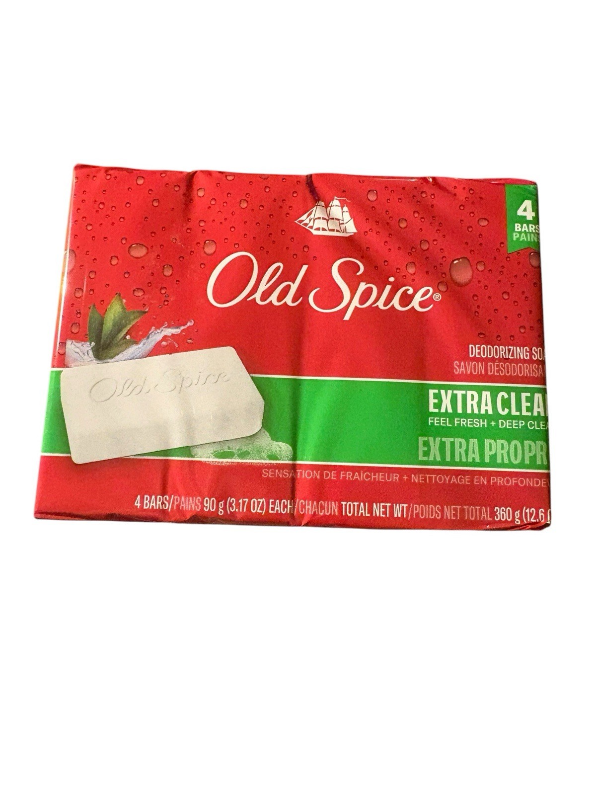 Old Spice Deodorizing Bar Soap Extra Clean Fresh & Deep Clean 3.17 oz. 4 Bars