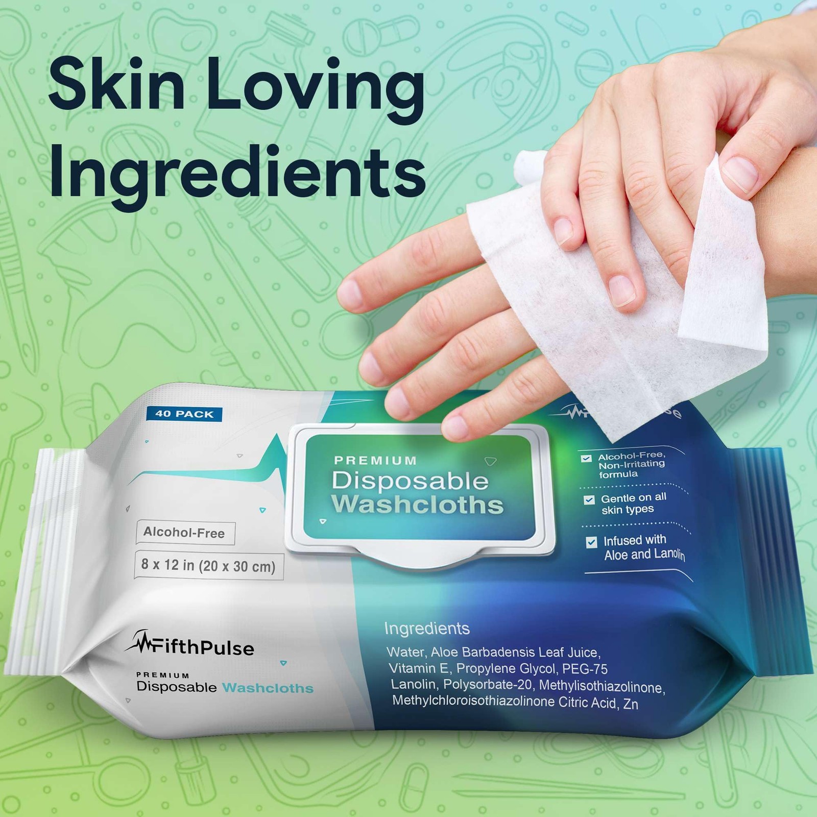 Disposable Body Wipes For Adults 40 Count -Premoistened Washcloths For Elderl…