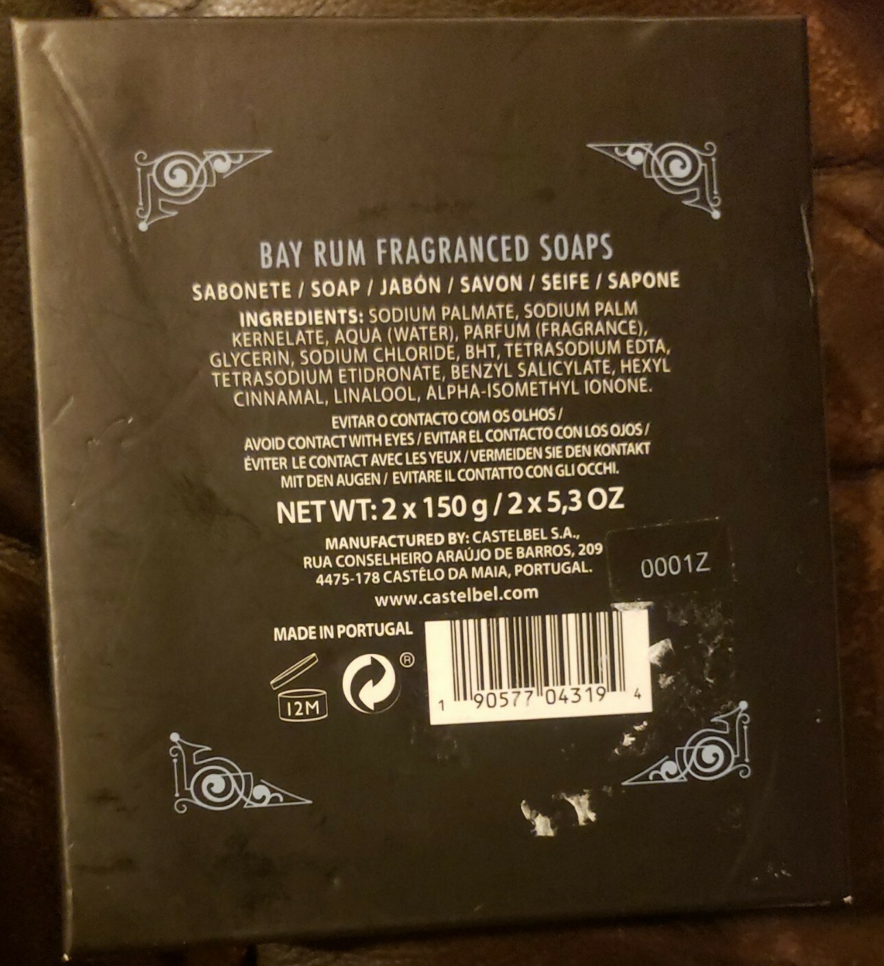 Castelbel Porto Bay Rum Fragranced 2 Bar Soap 5.3 Oz Bar Best Dad Fathers Day