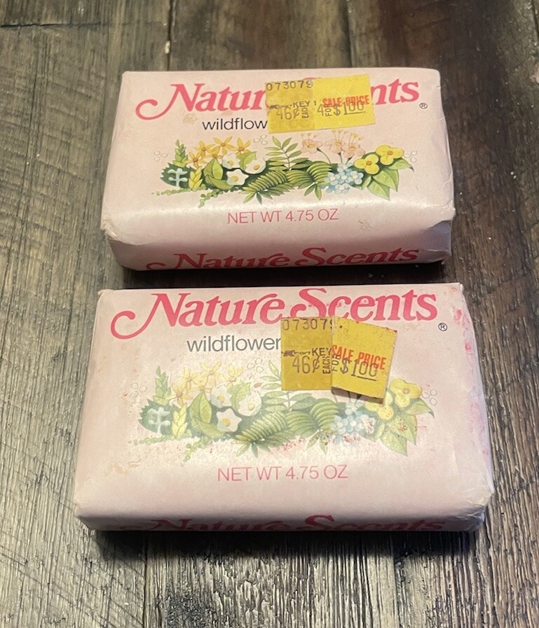 Set Of 2 Vintage Nature Scents Wildflower 4.75 Oz Soap Bars *New Old Stock /NOS*