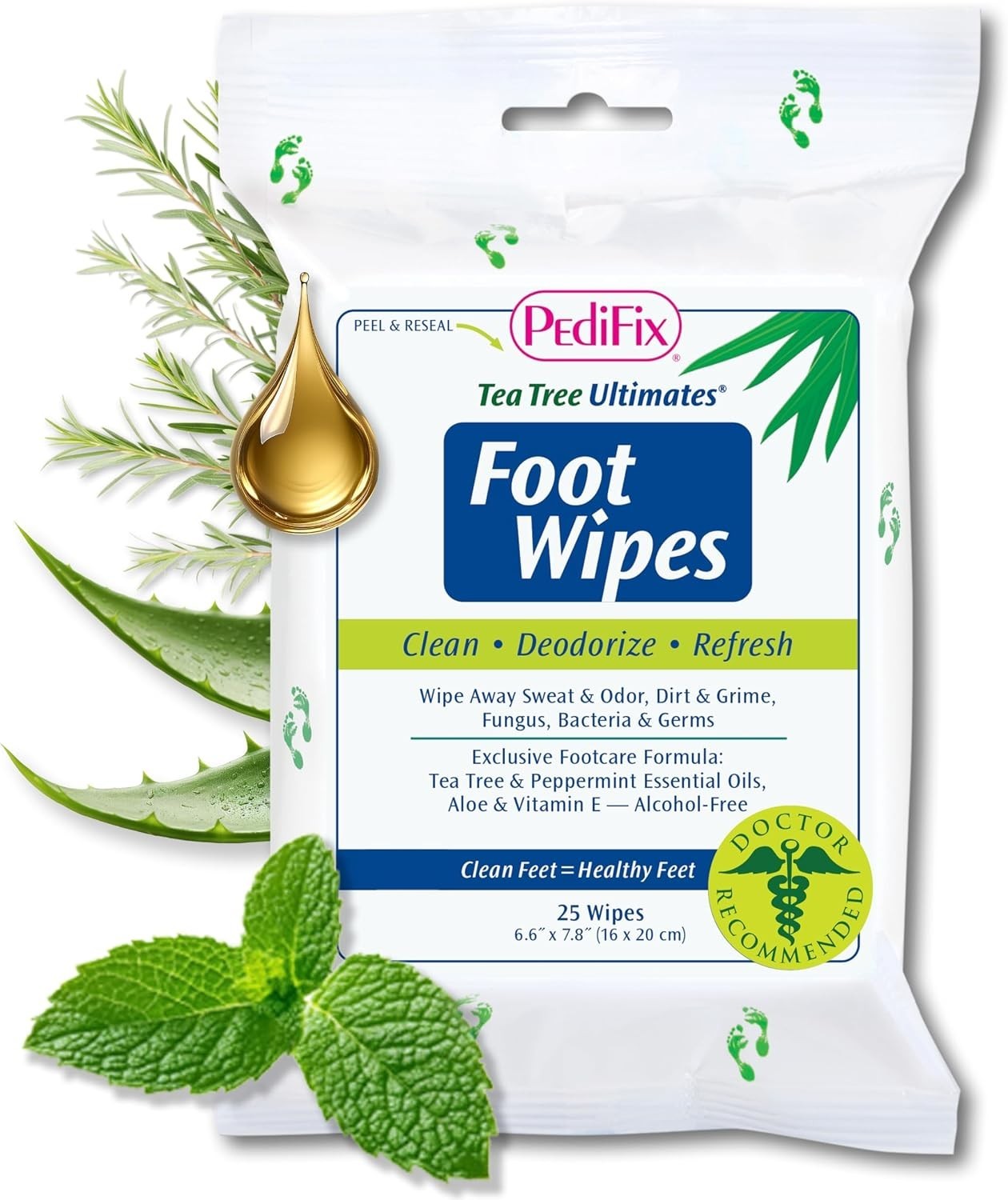 Tea Tree Ultimates Foot Wipes with Tea Tree Oil, Peppermint & Aloe